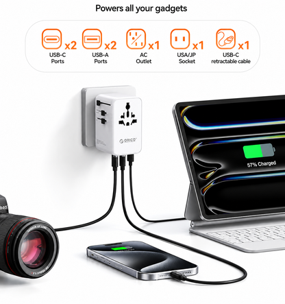 70W Multi-Port Universal Travel Adapter