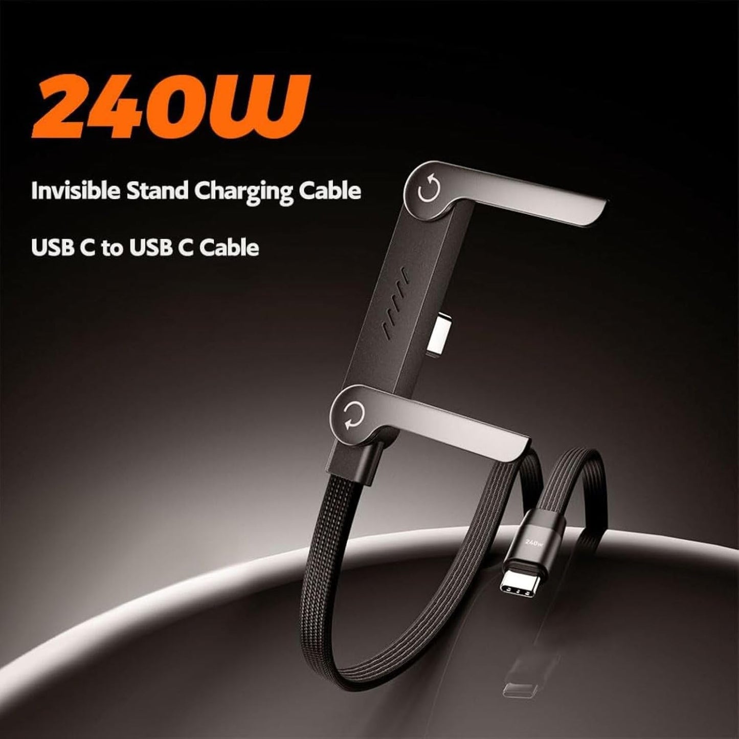 240W USB-C to USB-C Fast Charging Cable 1.5M with Foldable Phone Stand