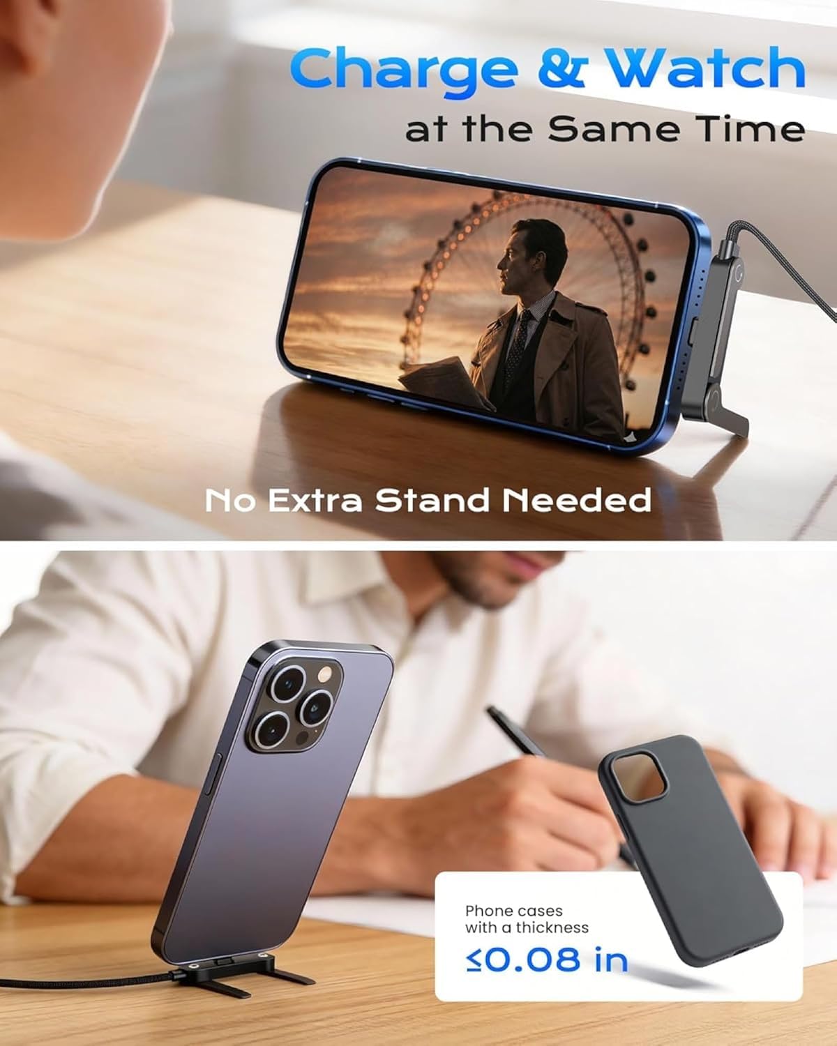 240W USB-C to USB-C Fast Charging Cable 1.5M with Foldable Phone Stand