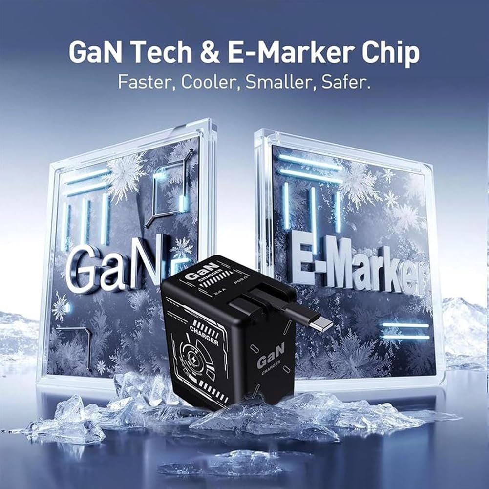 2-in-1 Gan 120w Fast Charger, Retractable Scalable Max Super Fast Charger Module, Retractable Fast Charging Cable with 3-in-1 Cables for