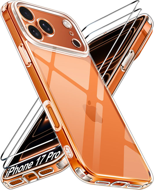 3-in-1 Clear Protector Tempered Glass, Military Shockproof Protective Case for iPhone