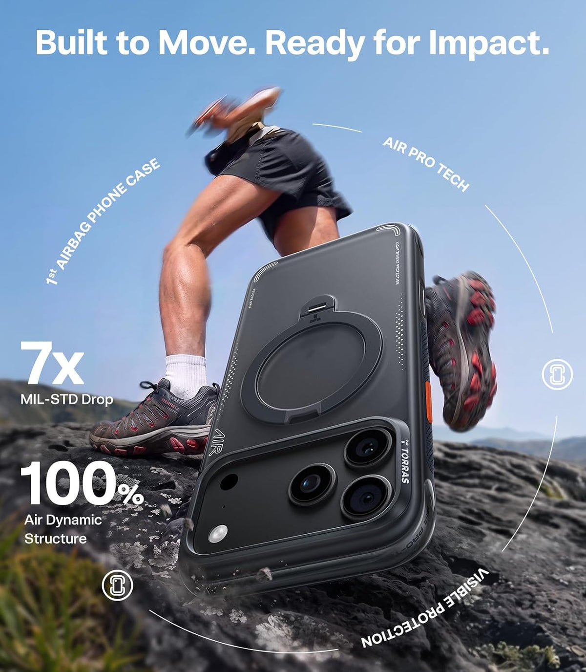 AirGuard Pro Magnetic Shockproof Case for iPhone with 360° Stand & Airbag Protection phone cover