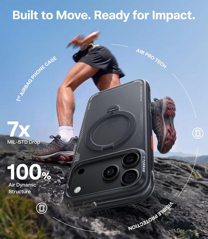 AirGuard Pro Magnetic Shockproof Case for iPhone with 360° Stand & Airbag Protection phone cover