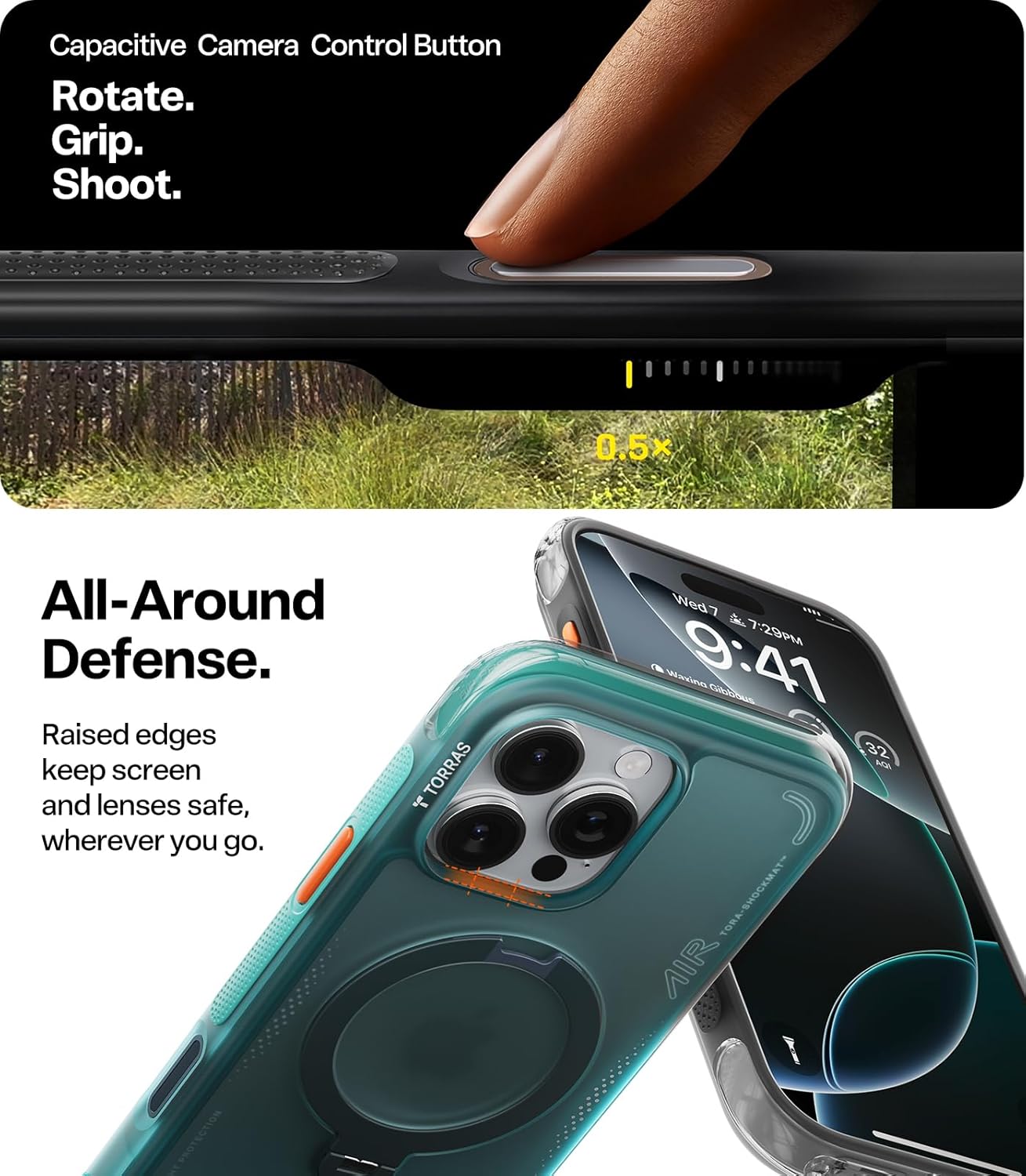 AirGuard Pro Magnetic Shockproof Case for iPhone with 360° Stand & Airbag Protection phone cover