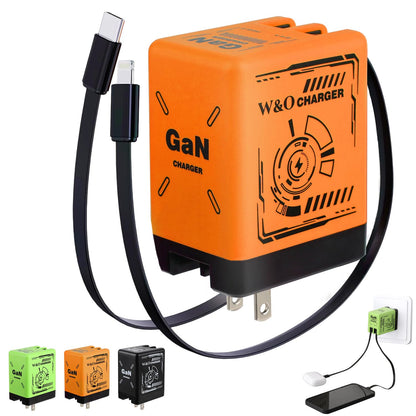 2-in-1 Gan 120w Fast Charger, Retractable Scalable Max Super Fast Charger Module, Retractable Fast Charging Cable with 3-in-1 Cables for