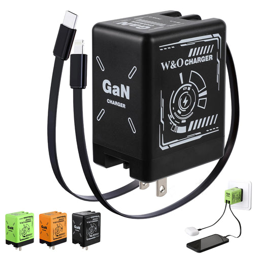 2-in-1 Gan 120w Fast Charger, Retractable Scalable Max Super Fast Charger Module, Retractable Fast Charging Cable with 3-in-1 Cables for