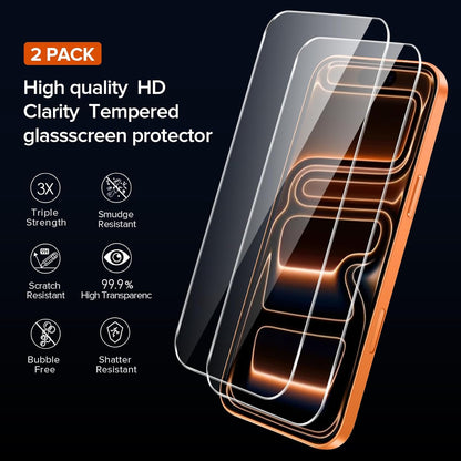 3-in-1 Clear Protector Tempered Glass, Military Shockproof Protective Case for iPhone