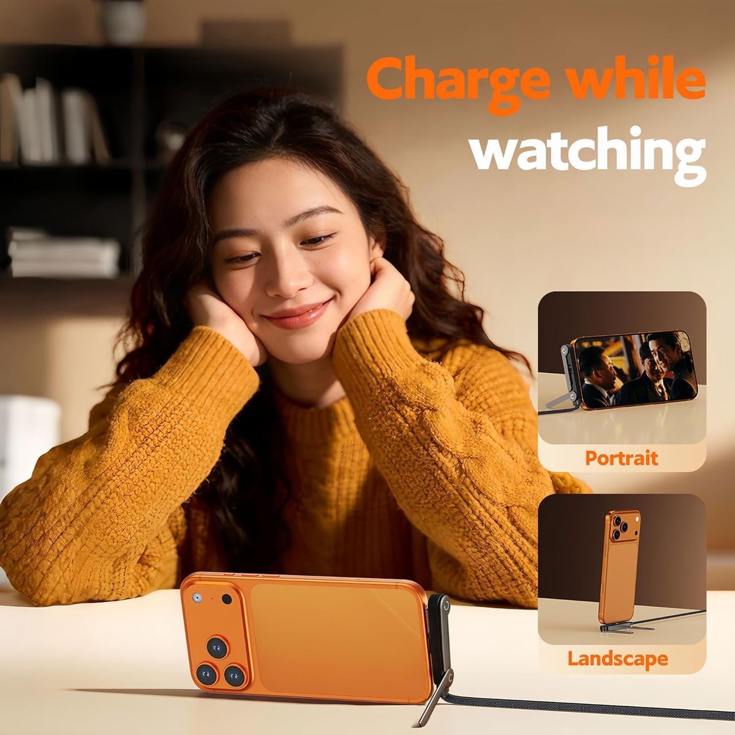 240W USB-C to USB-C Fast Charging Cable 1.5M with Foldable Phone Stand