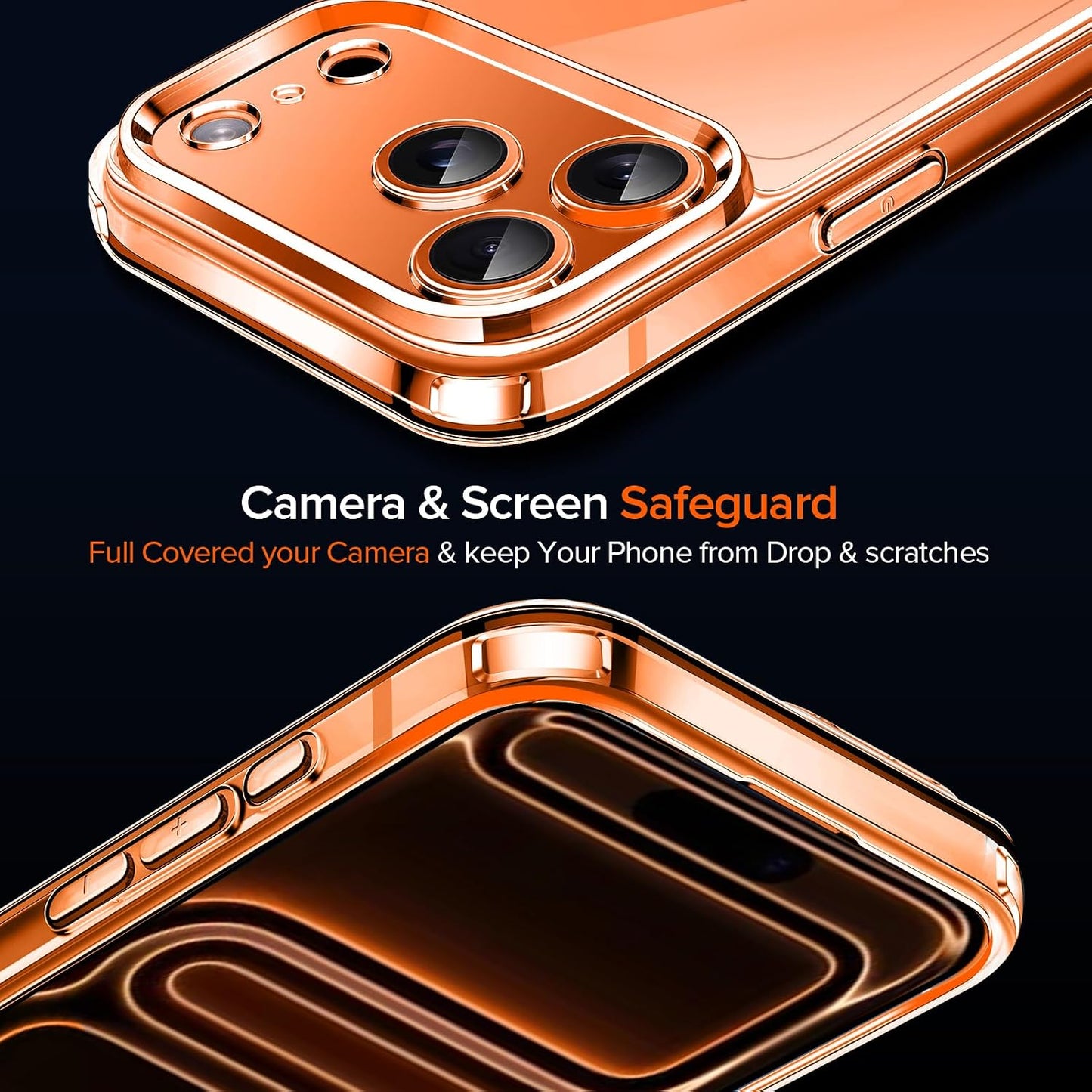 3-in-1 Clear Protector Tempered Glass, Military Shockproof Protective Case for iPhone