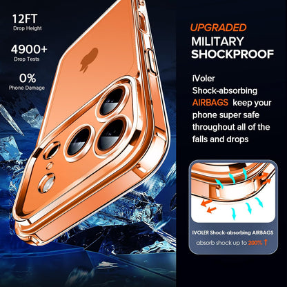 3-in-1 Clear Protector Tempered Glass, Military Shockproof Protective Case for iPhone