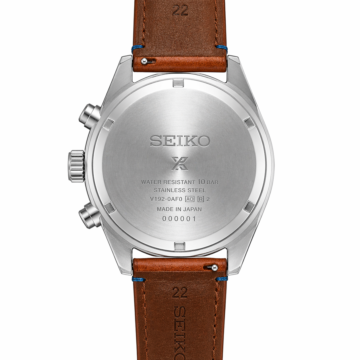 Elite Sky Blue Chronograph Watch with Stainless Steel Case & Leather Band