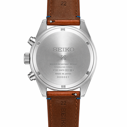 Elite Sky Blue Chronograph Watch with Stainless Steel Case & Leather Band