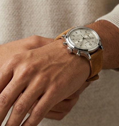Vintage Style Analog Watch for Men with Leather Strap