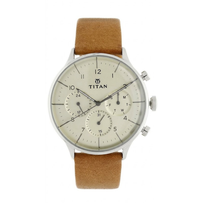 Vintage Style Analog Watch for Men with Leather Strap