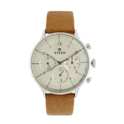 Vintage Style Analog Watch for Men with Leather Strap