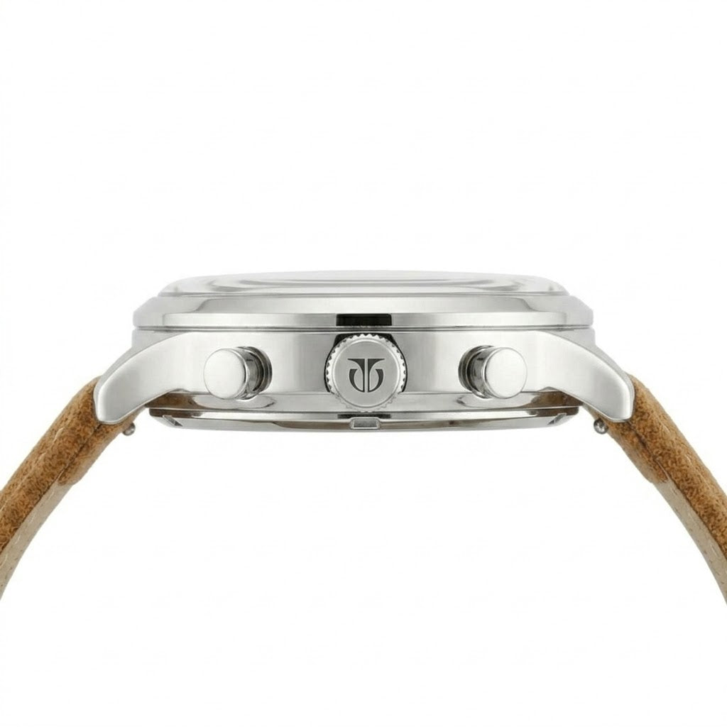 Vintage Style Analog Watch for Men with Leather Strap