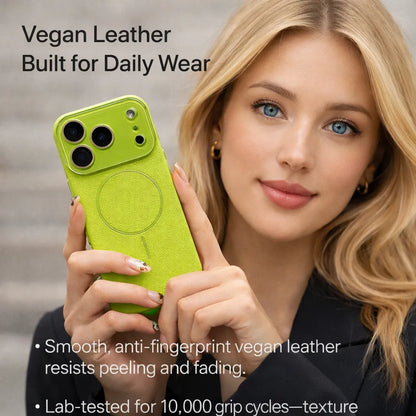 Lens-covering Vegan Leather Phone Case for iPhone