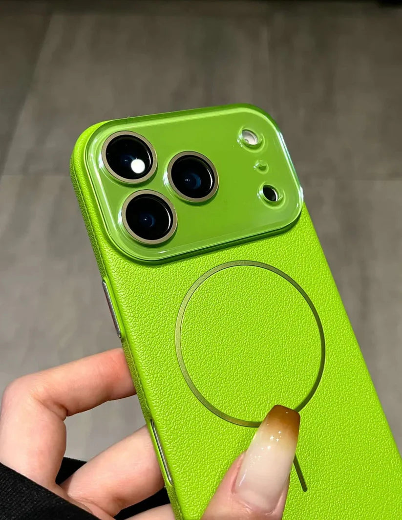 Lens-covering Vegan Leather Phone Case for iPhone