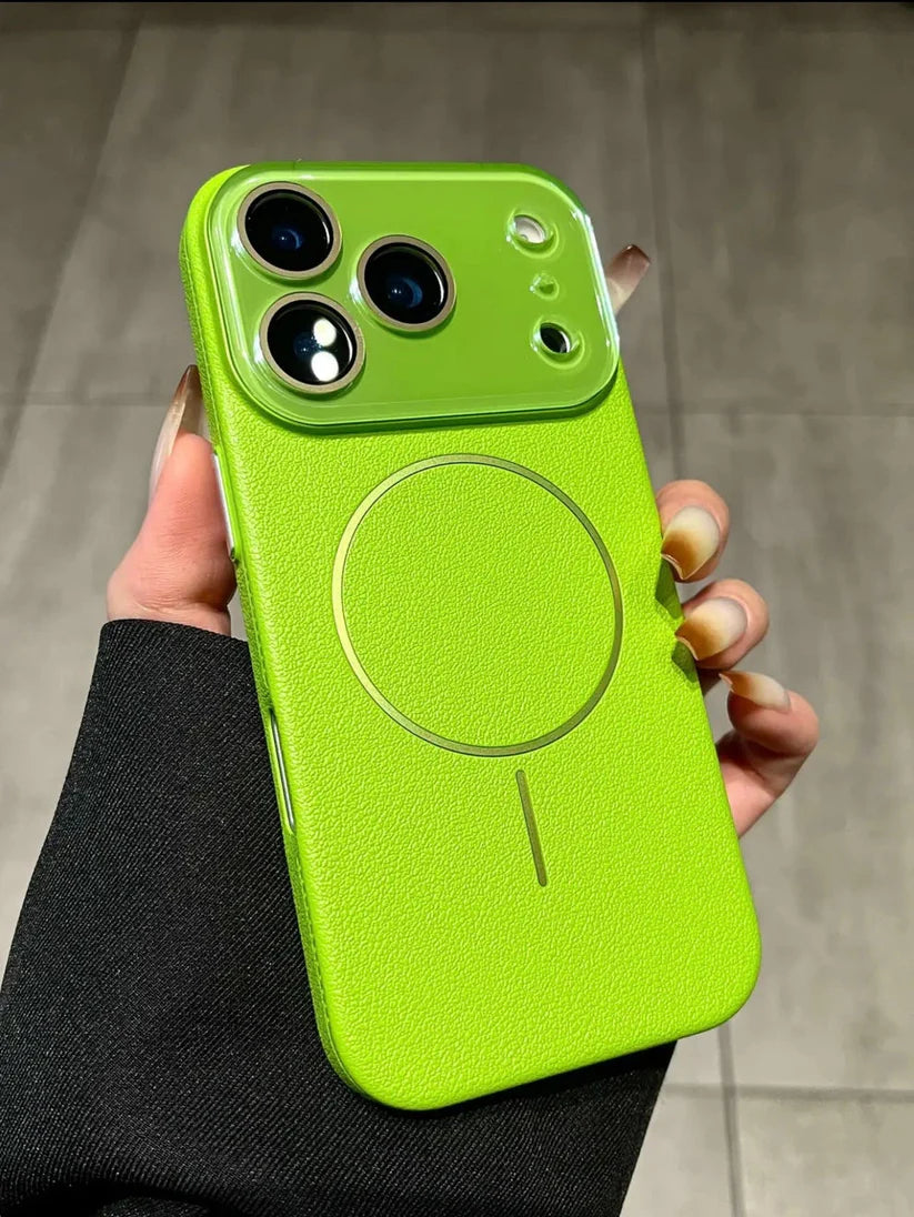 Lens-covering Vegan Leather Phone Case for iPhone