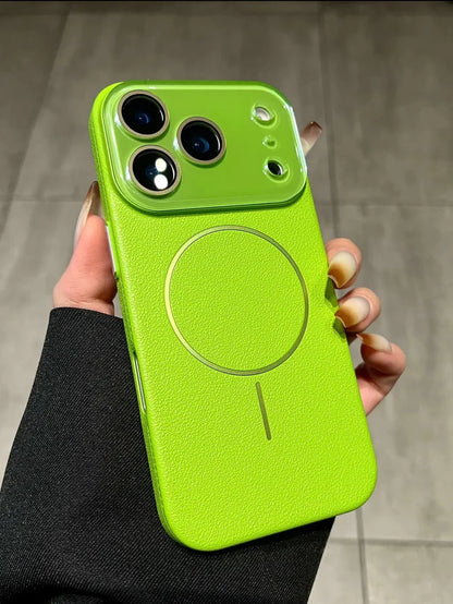 Lens-covering Vegan Leather Phone Case for iPhone